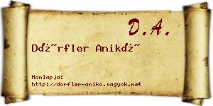 Dörfler Anikó névjegykártya